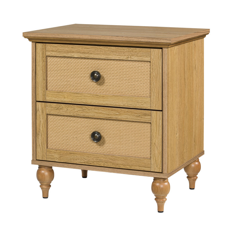 Sango Newcomb Rattan-Brown 2-Drawer Nightstand