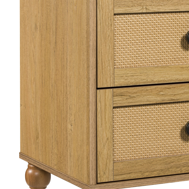 Sango Newcomb Rattan-Brown 2-Drawer Nightstand