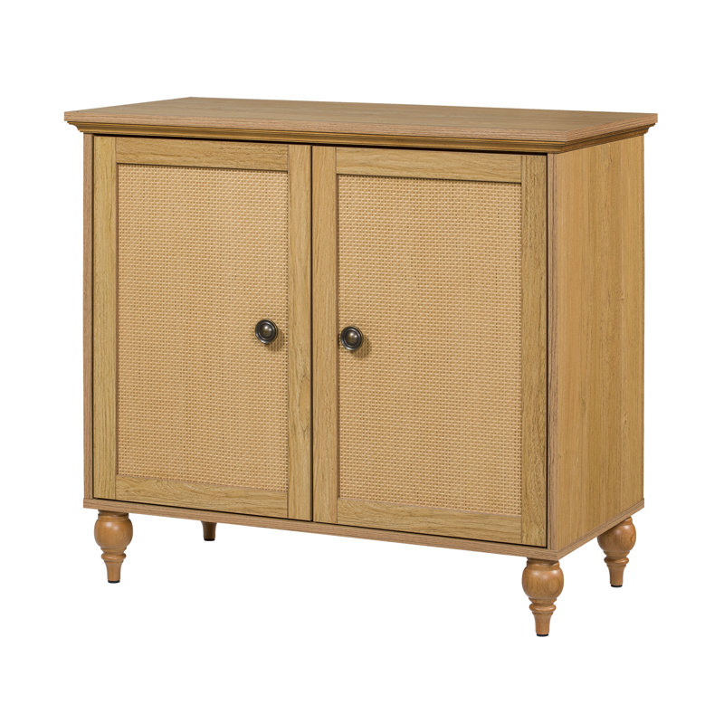 Sango Newcomb Mixed Material Rattan 2-Door Brown Cabinet