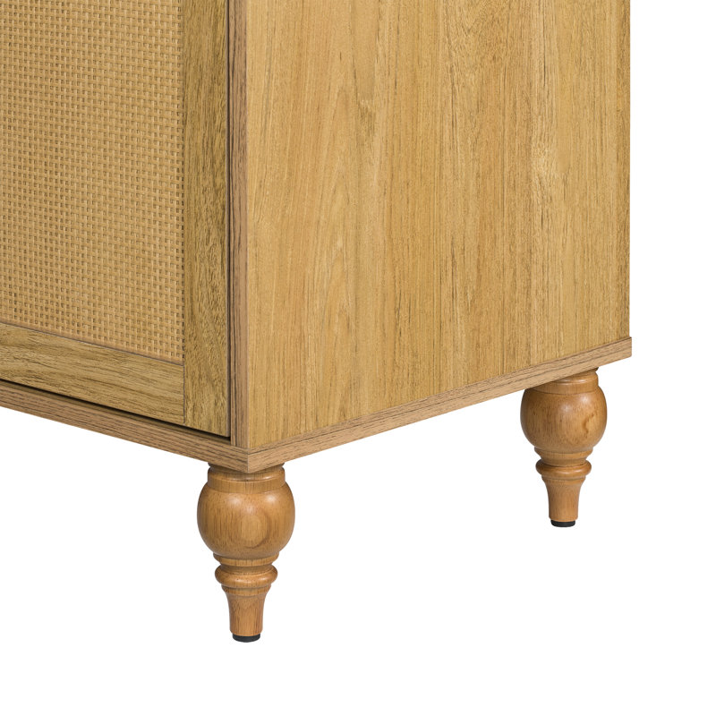 Sango Newcomb Mixed Material Rattan 2-Door Brown Cabinet