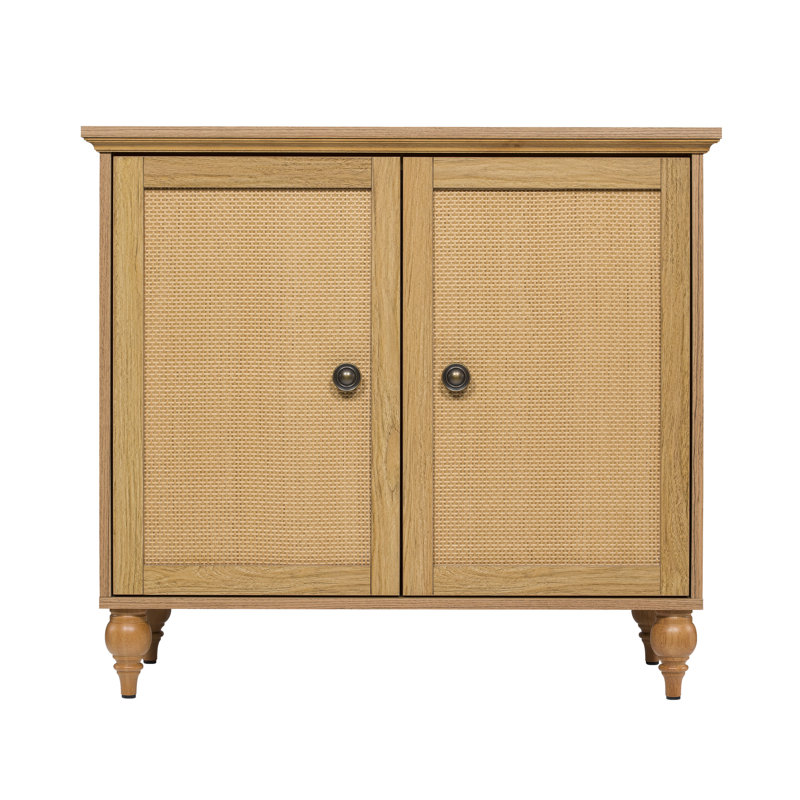 Sango Newcomb Mixed Material Rattan 2-Door Brown Cabinet