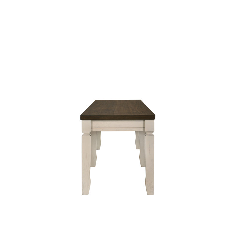 Weathered Oak and Cream Traditional Dining Bench