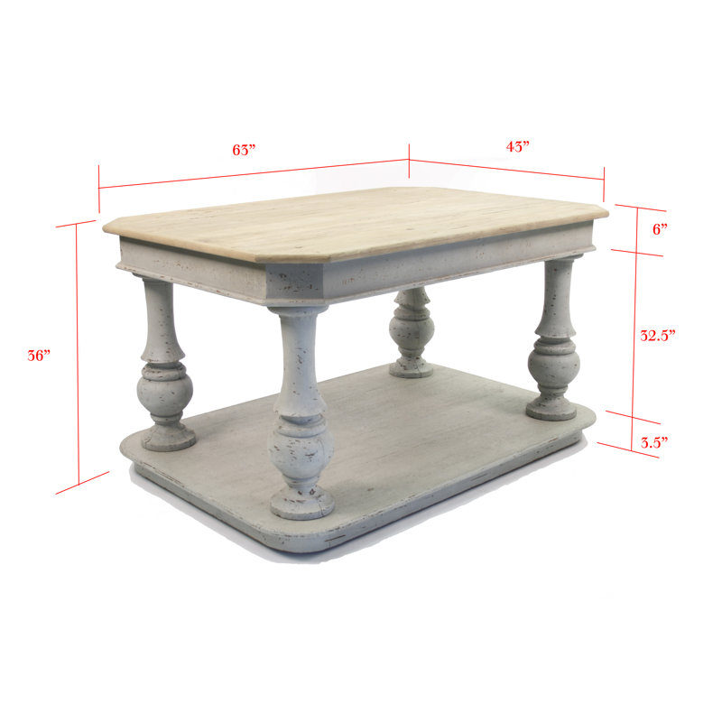 Lincoln Rectangular Poplar and Elm Coffee Table with Storage