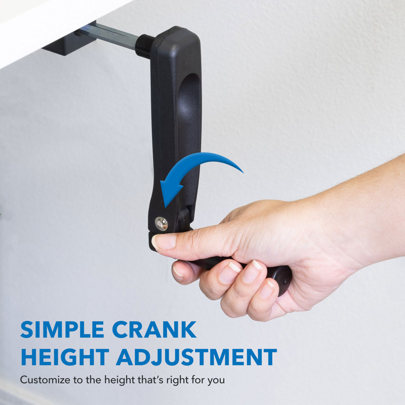 ErgoFlex Hand Crank Adjustable Sit-Stand Desk in White & Black
