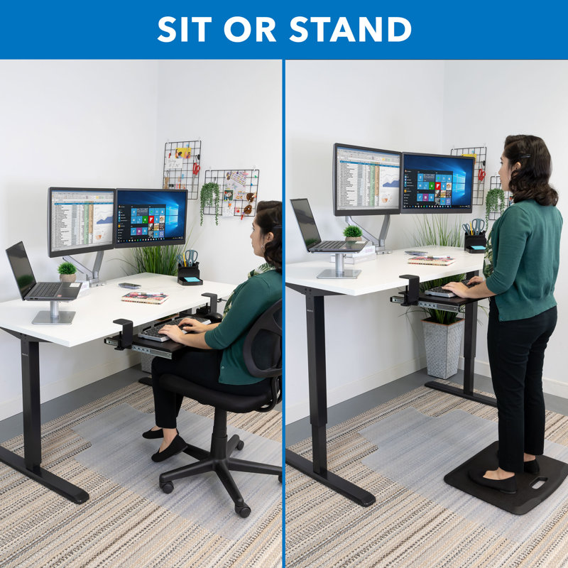 ErgoFlex Hand Crank Adjustable Sit-Stand Desk in White & Black