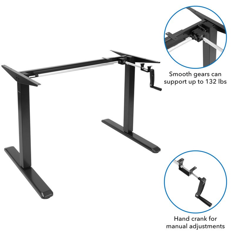 ErgoFlex Hand Crank Adjustable Sit-Stand Desk in Black and Brown