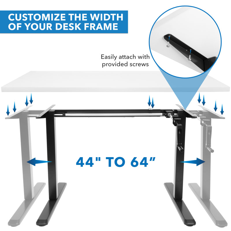 ErgoFlex Hand Crank Adjustable Sit-Stand Desk in White & Black