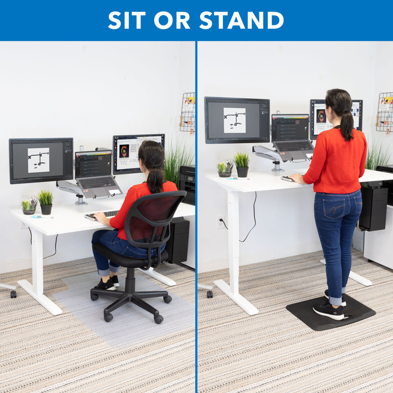 ElevatePro White Electric Adjustable Sit/Stand Desk with Touchscreen Control