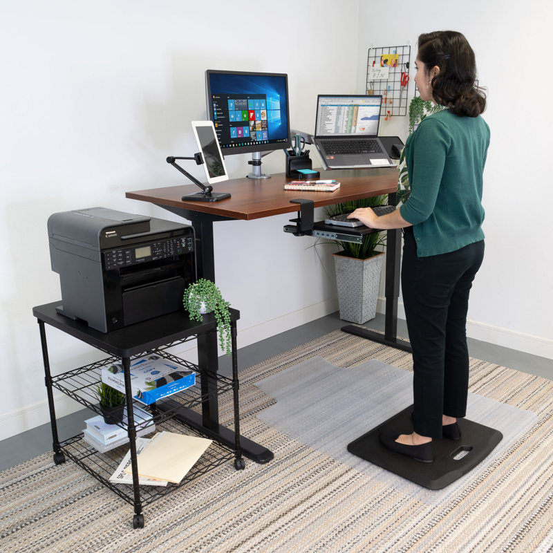 ErgoFlex Hand Crank Adjustable Sit-Stand Desk in Black and Brown