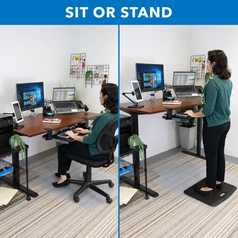 ErgoFlex Hand Crank Adjustable Sit-Stand Desk in Black and Brown