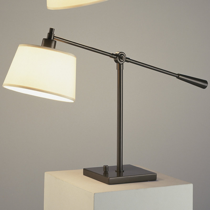Adjustable Deep Bronze 15.75" Table Lamp with Snowflake Fabric Shade