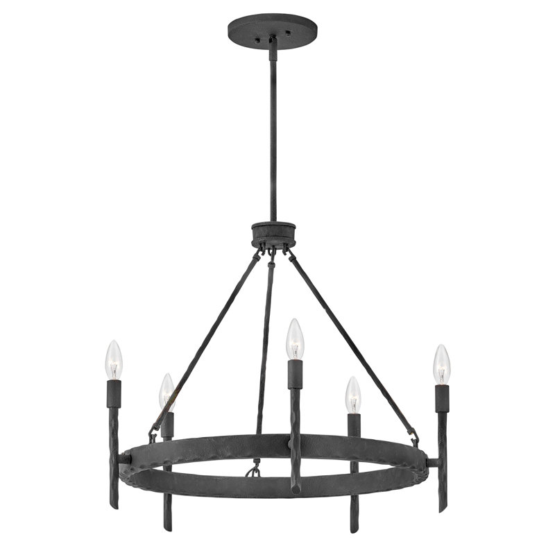 Tress Forged Iron 5-Light Candle Chandelier with Dimmable Feature