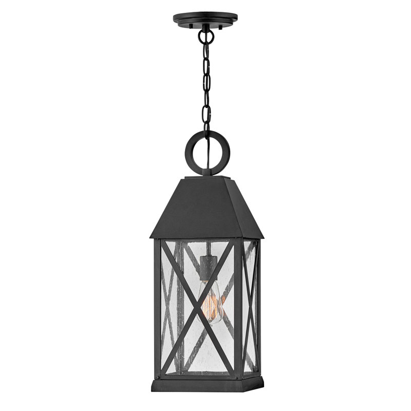 Museum Black Aluminum 1-Light Outdoor Lantern Pendant
