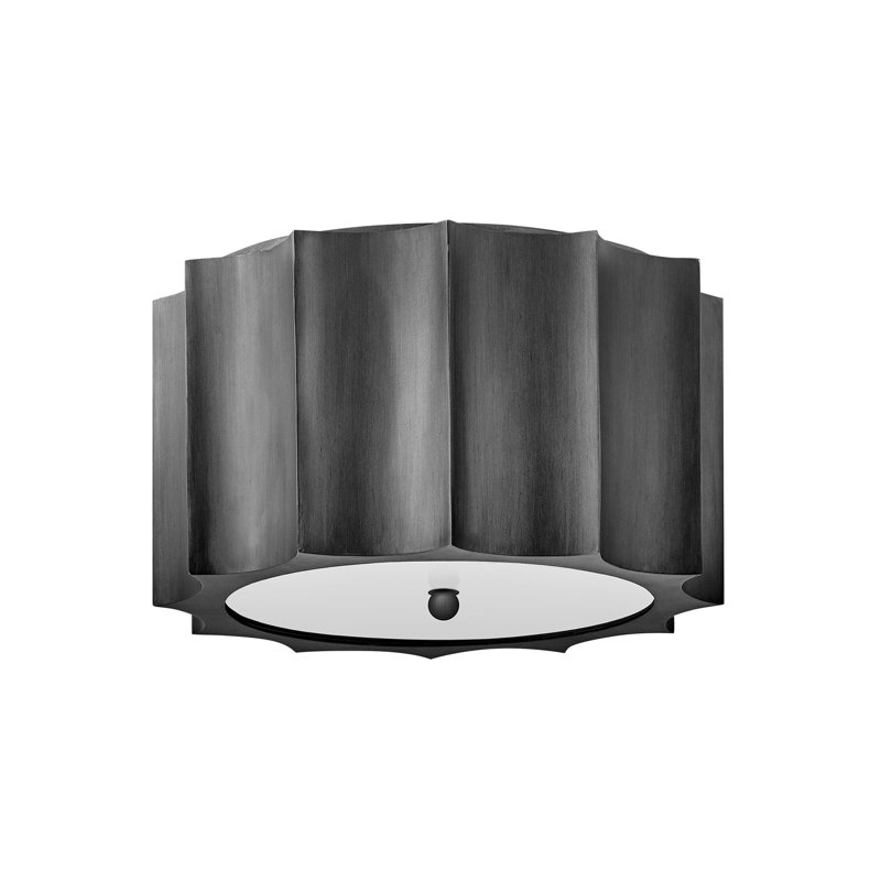 Gia Vintage-Inspired Drum LED Flush Mount in Brushed Graphite