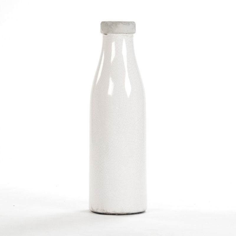 Large Distressed Crackle White Ceramic Decorative Vase