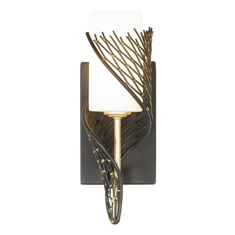 Flow Intricate 14" Black and Gold Dimmable Wall Sconce