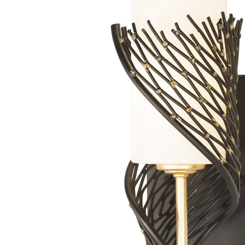 Flow Intricate 14" Black and Gold Dimmable Wall Sconce