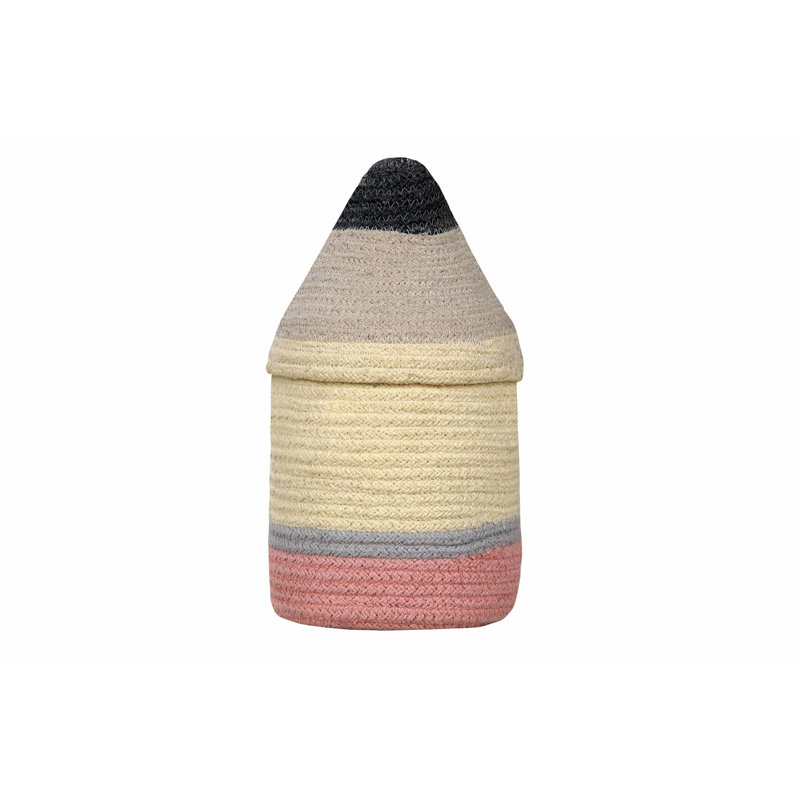 Small Yellow Cotton Pencil Storage Basket with Lid