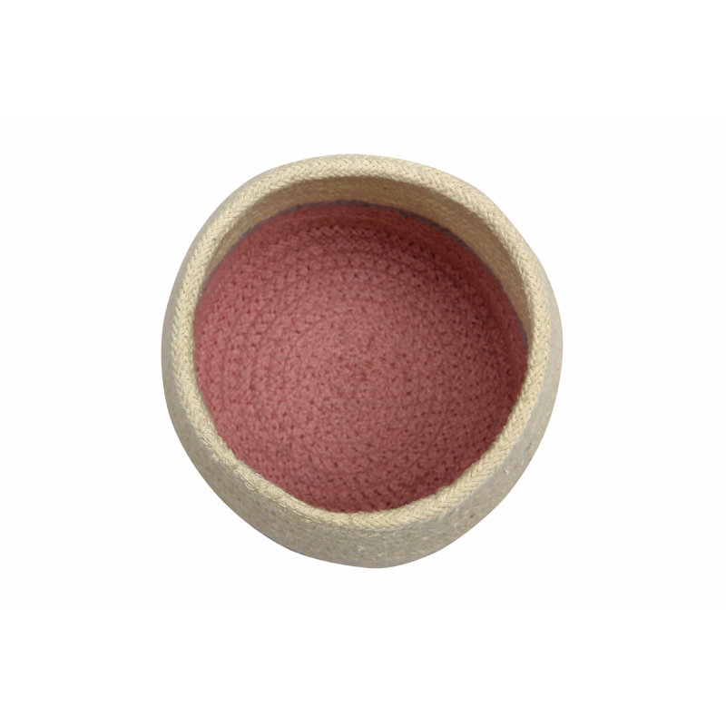 Small Yellow Cotton Pencil Storage Basket with Lid
