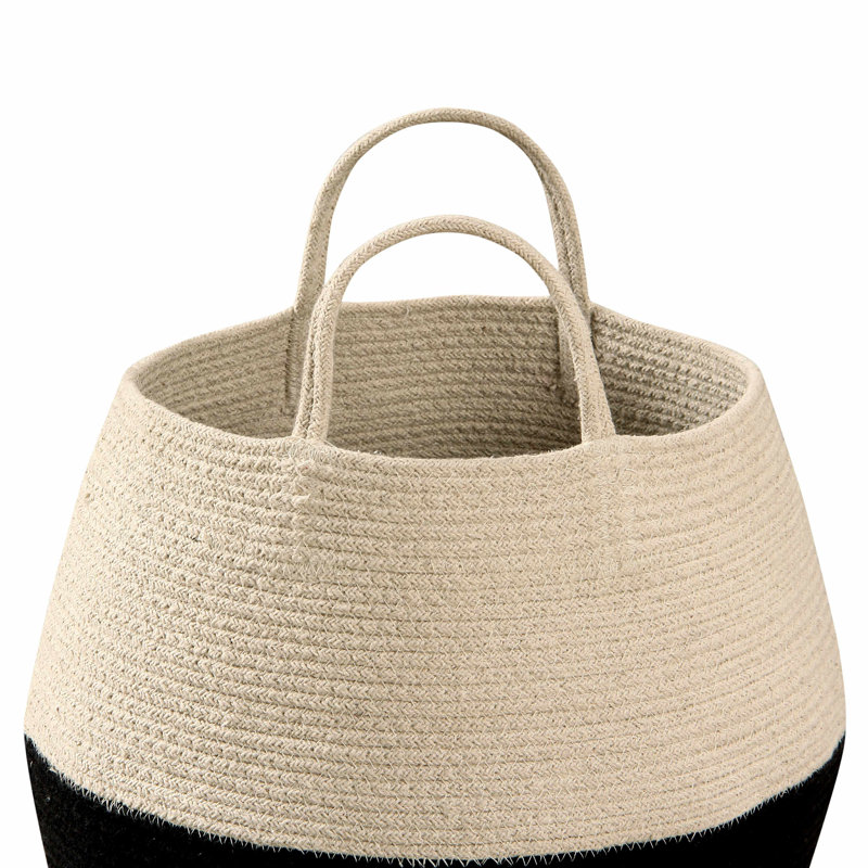Zoco Black-Natural Round Fabric General Storage Basket