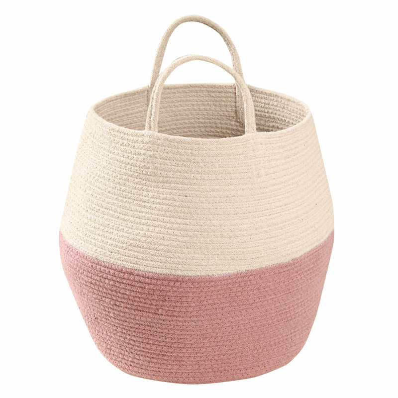 Round Light-Brown Wood Storage Basket