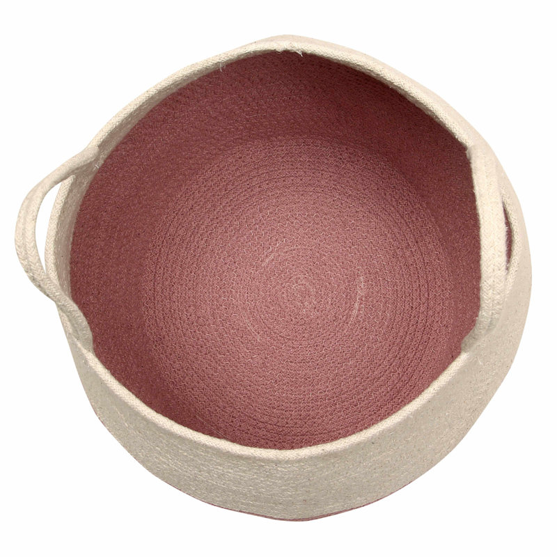 Round Light-Brown Wood Storage Basket