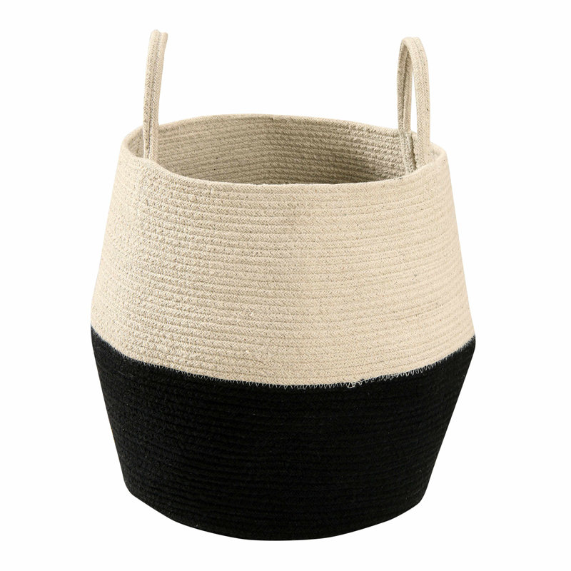 Zoco Black-Natural Round Fabric General Storage Basket