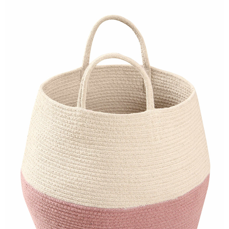 Round Light-Brown Wood Storage Basket