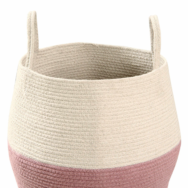 Round Light-Brown Wood Storage Basket