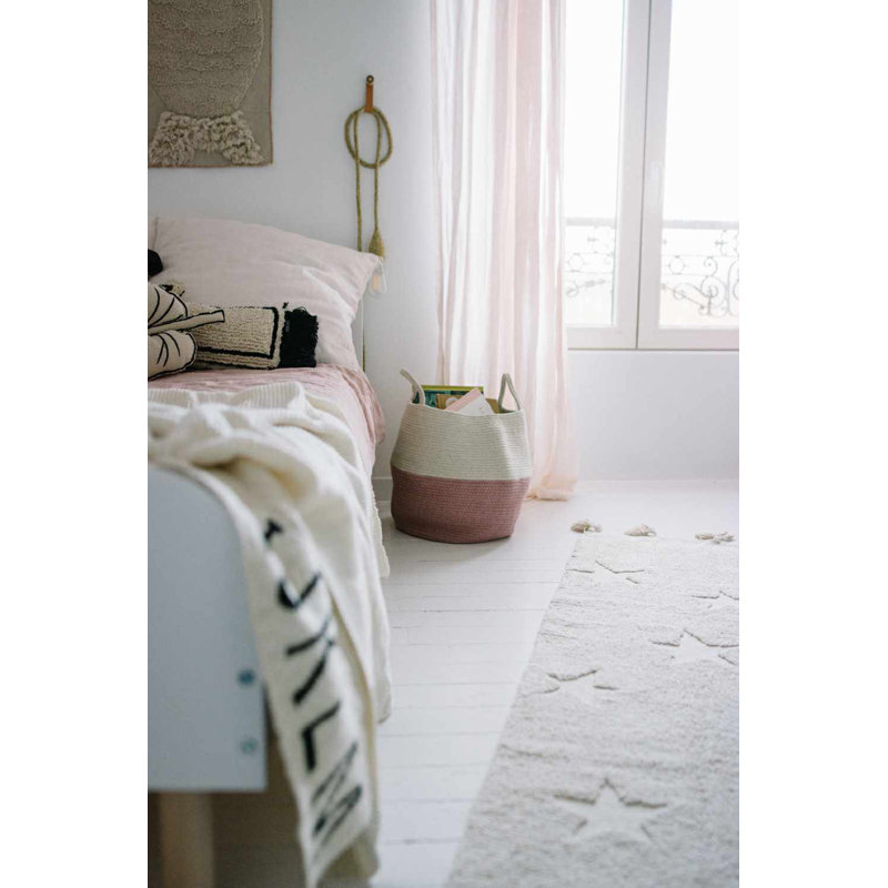Round Light-Brown Wood Storage Basket