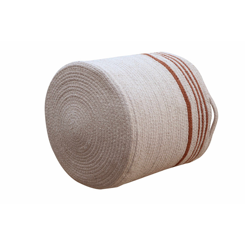 Twin Toffee Braided Cord Reversible Fabric Basket with Handles