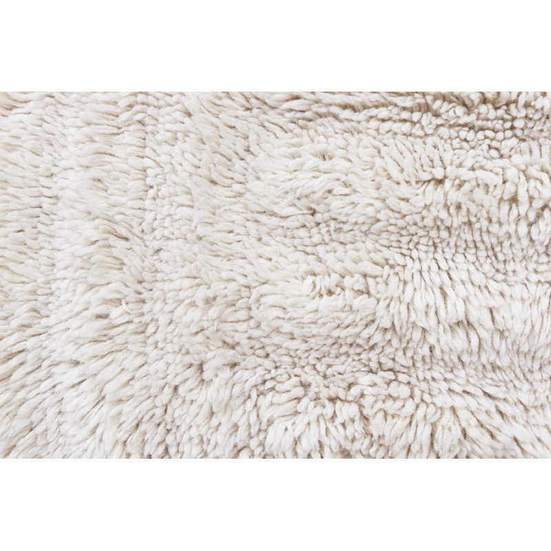 Beige Tones Handmade Shag Wool Area Rug 5'7" x 7'10"