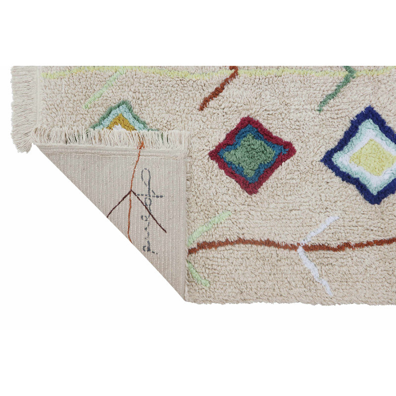 Handmade Tufted Mini Washable Wool-Cotton Rug in Multicolor
