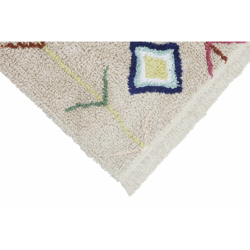 Handmade Tufted Mini Washable Wool-Cotton Rug in Multicolor