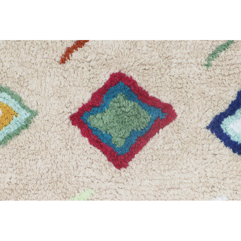 Handmade Tufted Mini Washable Wool-Cotton Rug in Multicolor