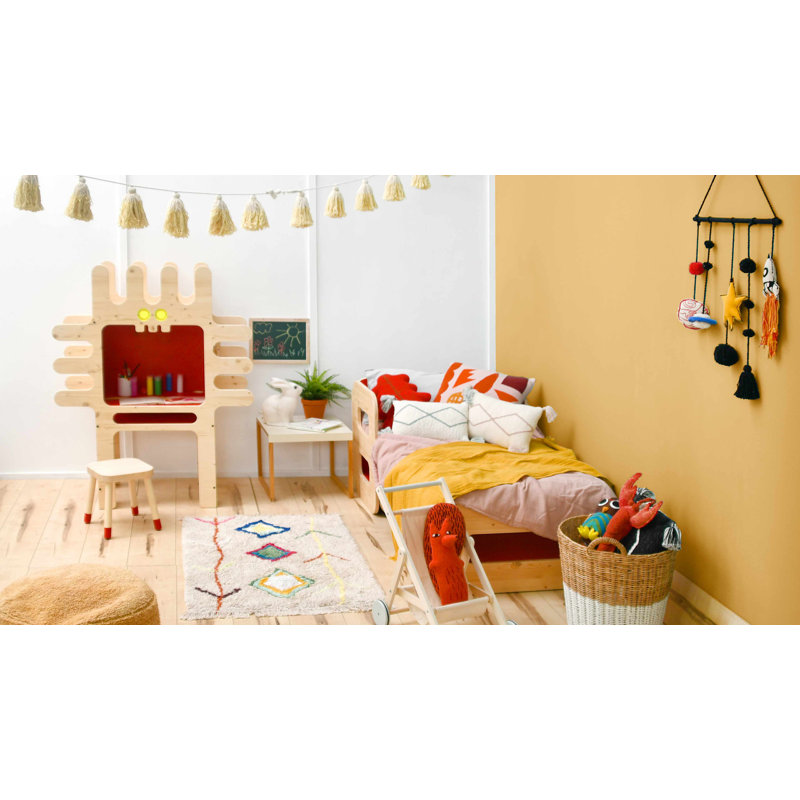 Handmade Tufted Mini Washable Wool-Cotton Rug in Multicolor