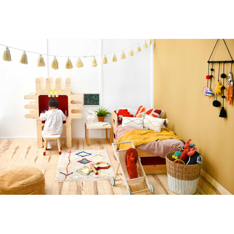 Handmade Tufted Mini Washable Wool-Cotton Rug in Multicolor