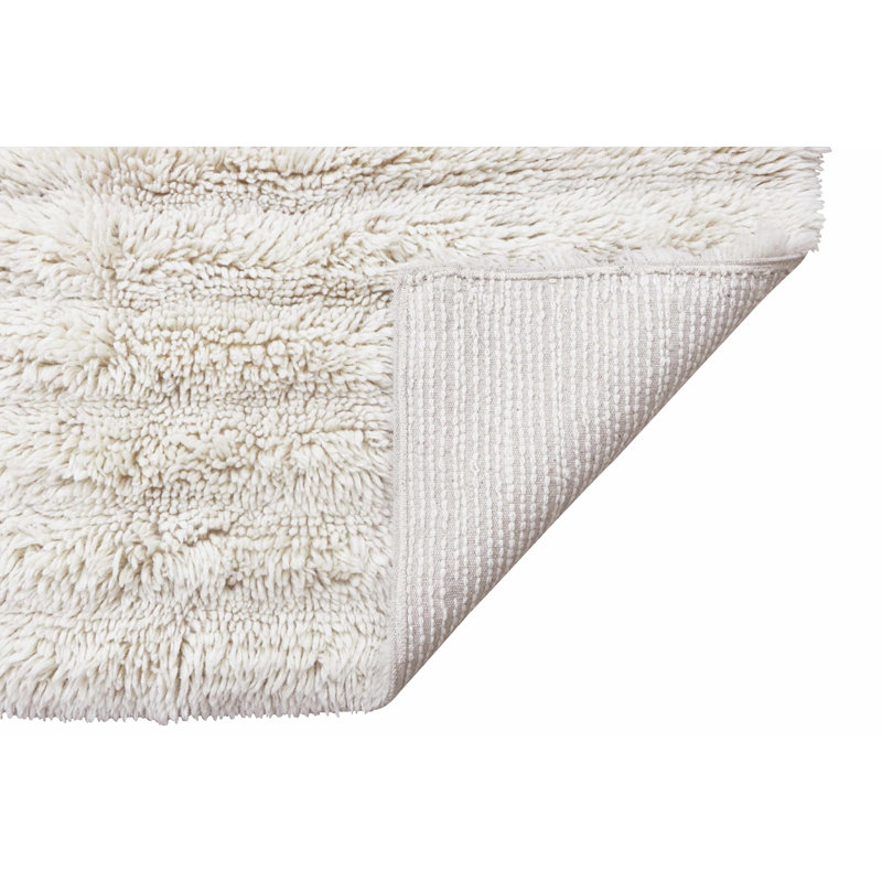 Beige Tones Handmade Shag Wool Area Rug 5'7" x 7'10"