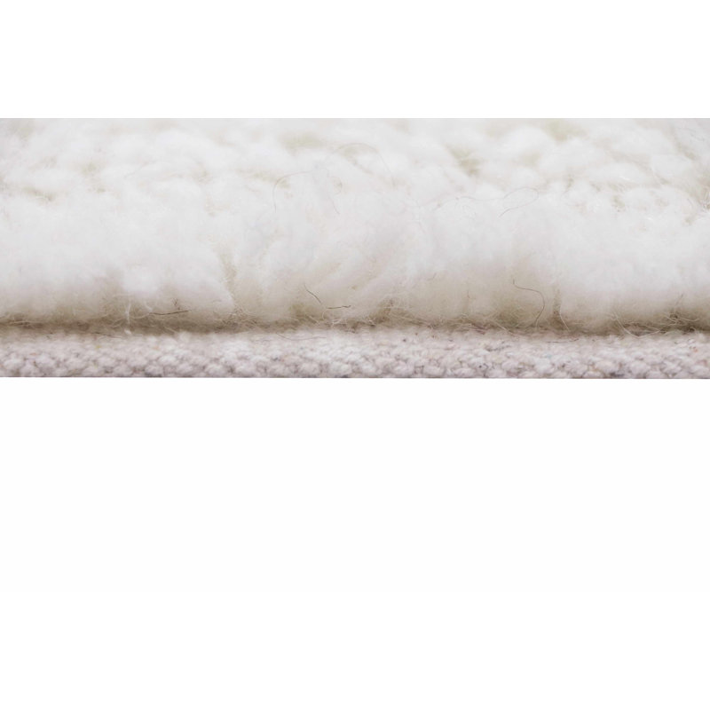 Beige Tones Handmade Shag Wool Area Rug 5'7" x 7'10"