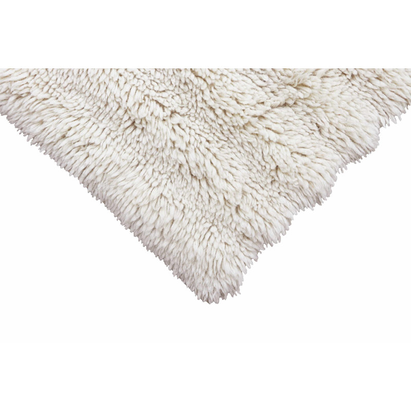 Beige Tones Handmade Shag Wool Area Rug 5'7" x 7'10"