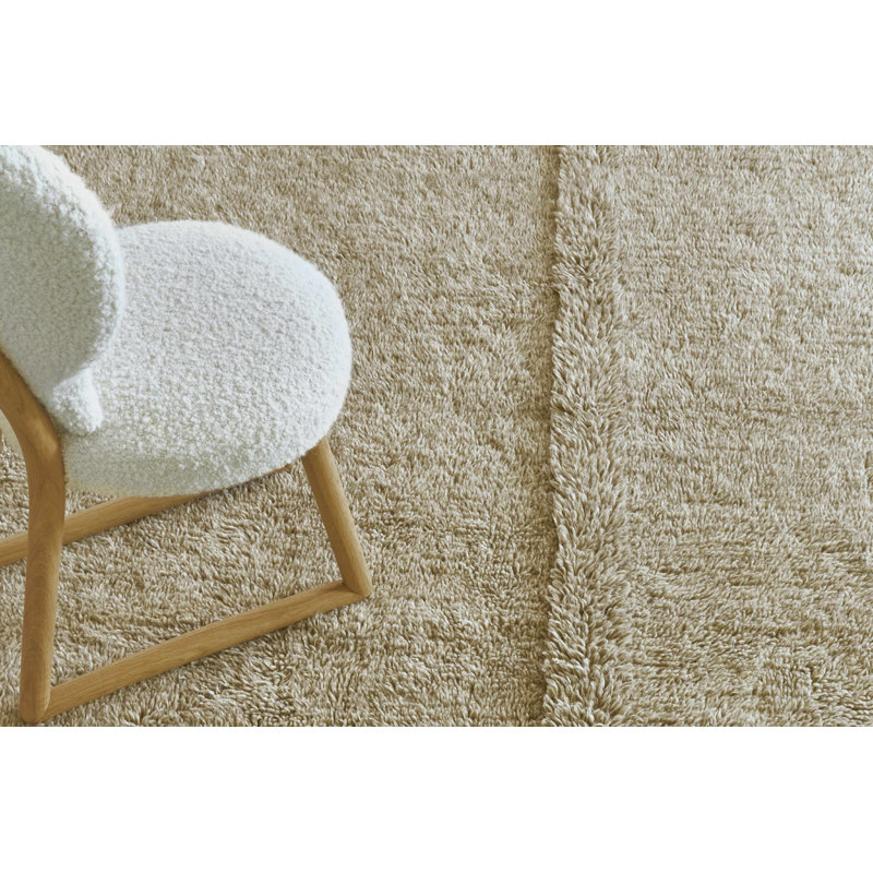 Handmade Tufted Sheep Beige Wool Shag Rug 2'7" x 4'7"