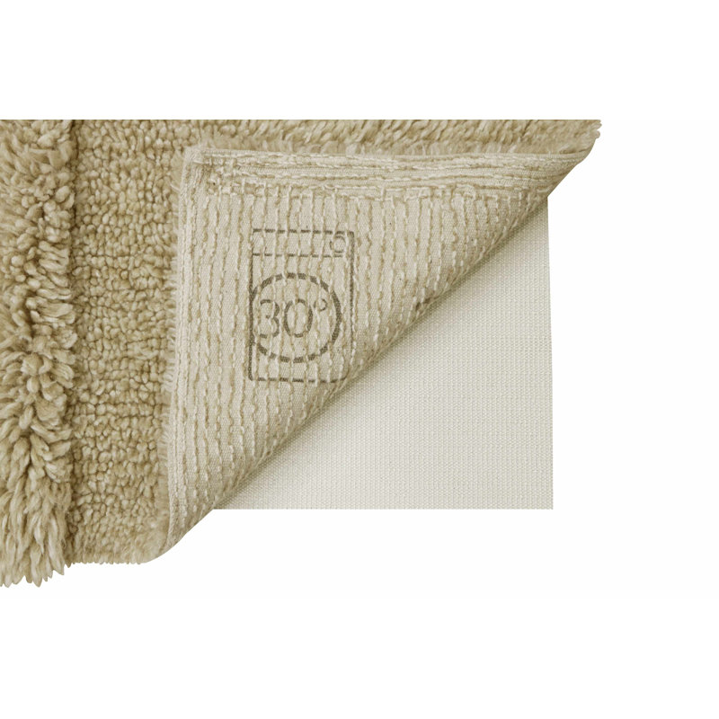 Handmade Tufted Sheep Beige Wool Shag Rug 2'7" x 4'7"