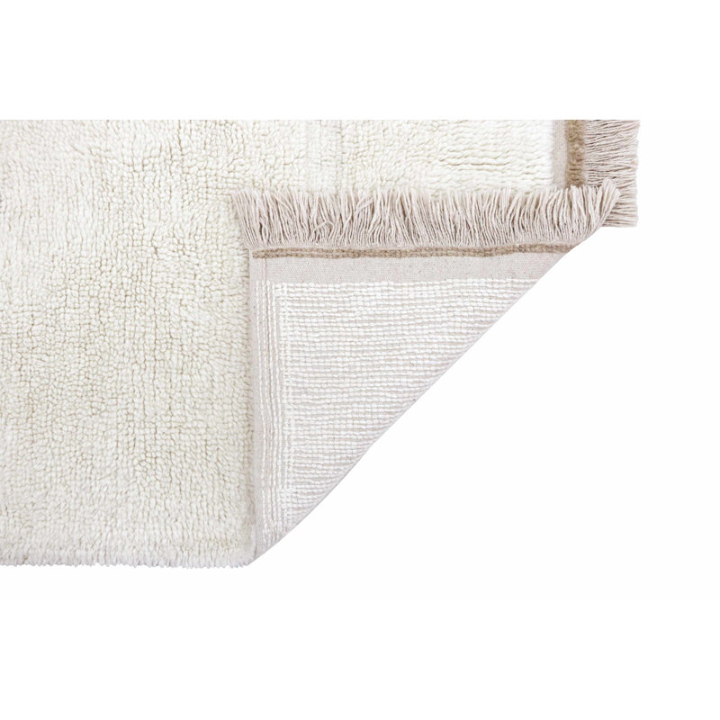 Sheep White Tufted Wool Rectangular Washable Area Rug