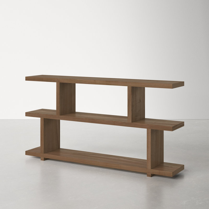 Walnut MDF 3-Tier Horizontal Wide Bookcase
