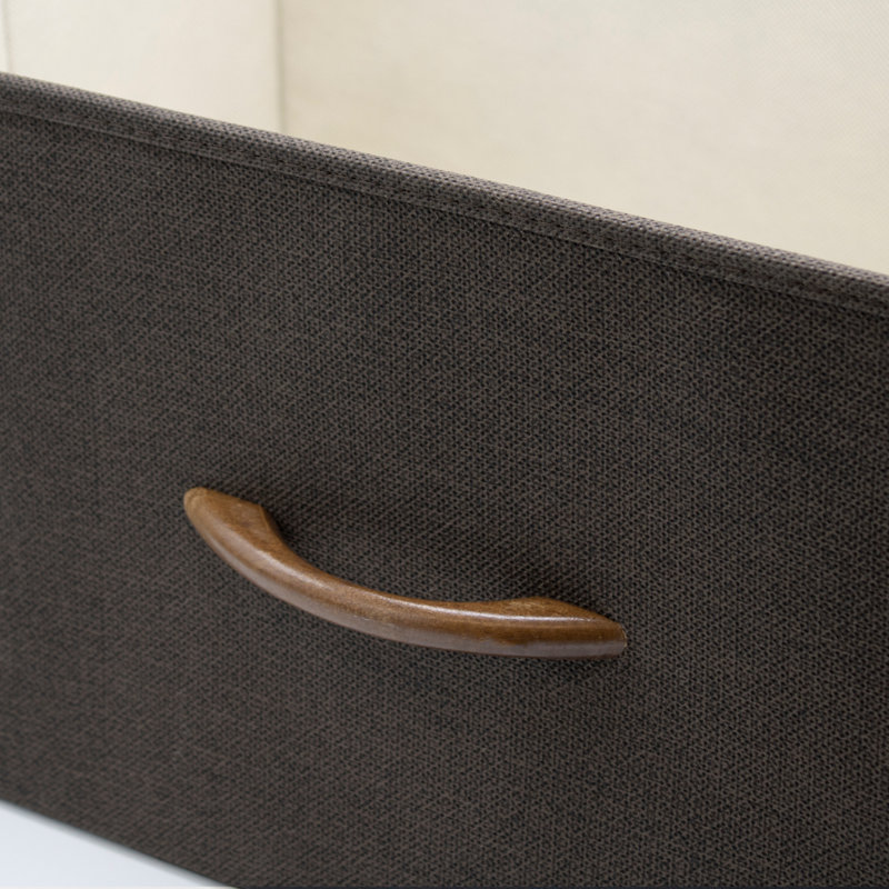 Sorbus 38.75'' Brown TV Stand with Foldable Fabric Drawers