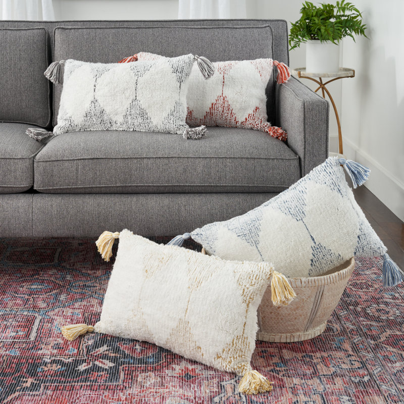 Nicole Curtis Rustic Rust Woven Cotton 12"x20" Lumbar Throw Pillow