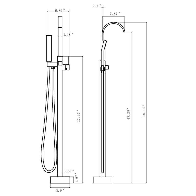 Gold Brass Freestanding Tub Faucet with Hand Shower