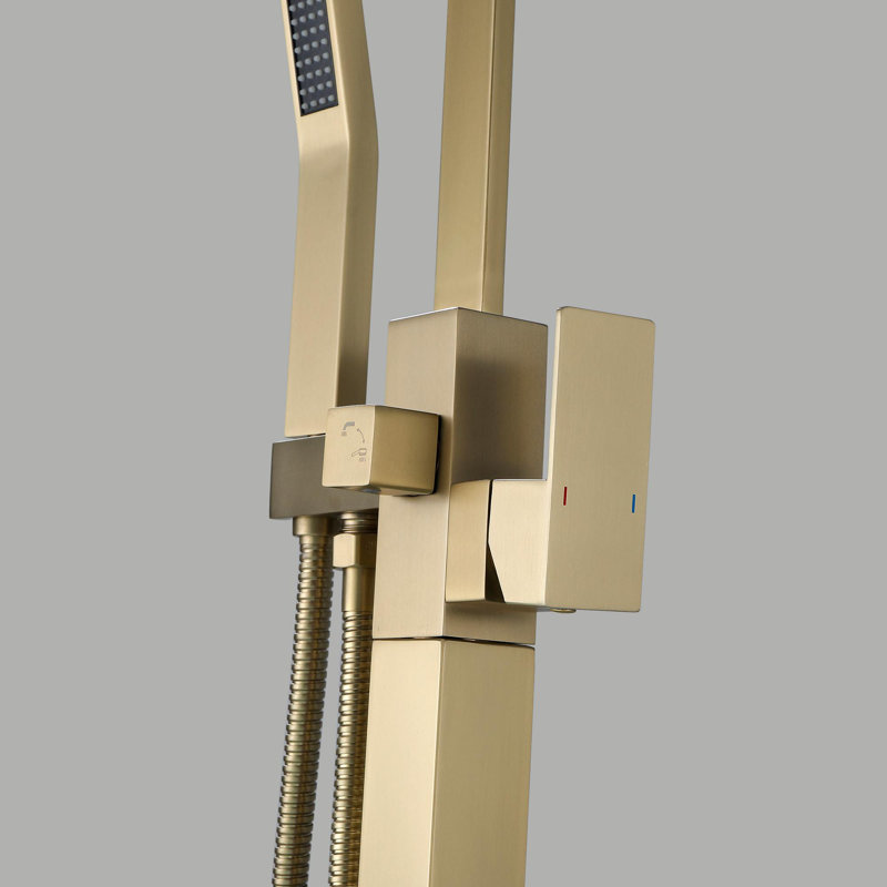 Gold Brass Freestanding Tub Faucet with Hand Shower