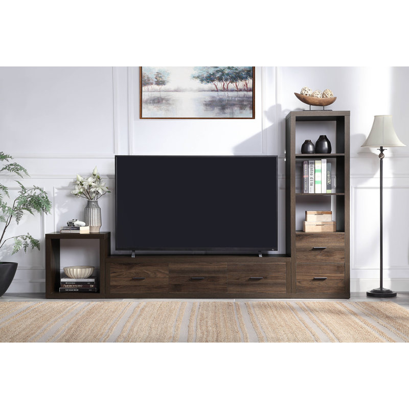 Harel 62'' Walnut Finish Media Console with Storage Cabinet