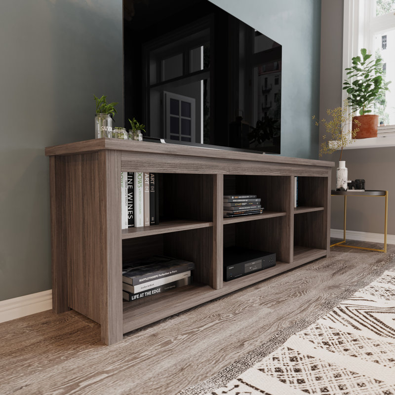 Gray Wash Oak 65" TV Stand with Open Storage